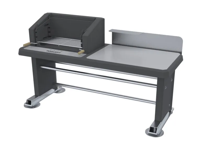 Barbecue noir avec plateau inox Barbecue monofoyer noir avec plateau entièrement en inox