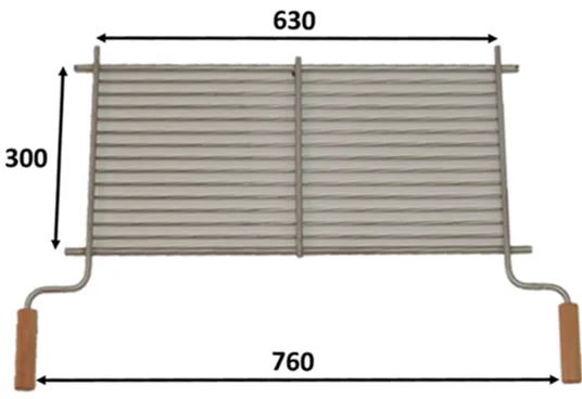 Dimensions de la grille Monofoyer Dimensions de la grille de cuisson du barbecue monofoyer