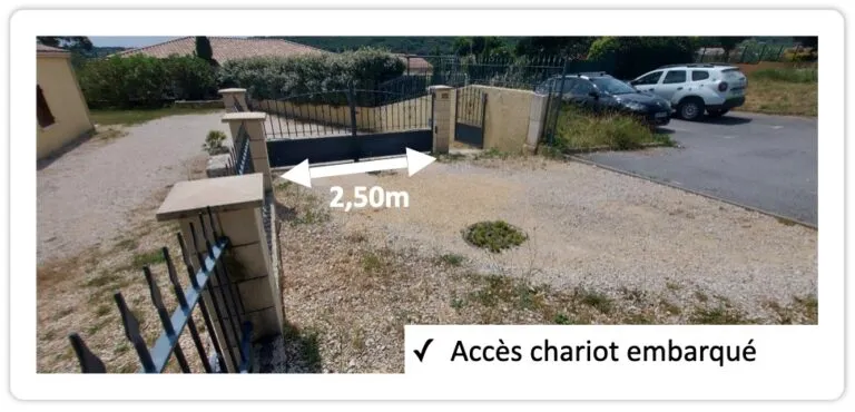 Accès pour le chariot de livraison Accès nécessaire pour le chariot transportant le barbecue collectif