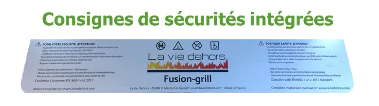 Consignes de sécurité intégrées au barbecue monofoyer