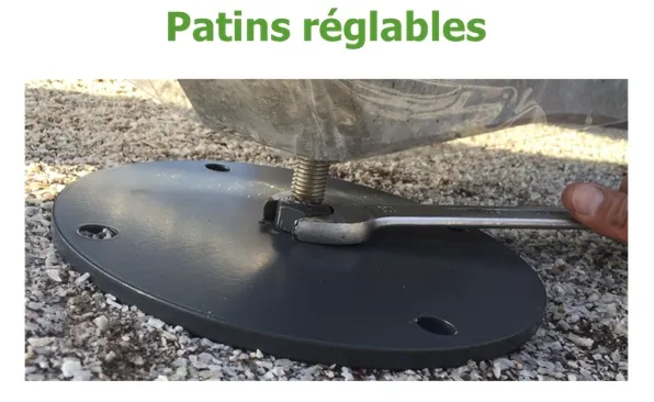 Patins réglables sous le barbecue monofoyer