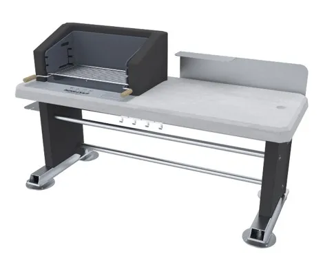 Modèle monofoyer intermédiaire Barbecue monofoyer avec table latérale en inox